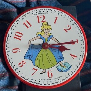 Vintage 70s 1970s Walt Disney PRINCESS Phinney-Walker Cinderella Wall Clock NEW